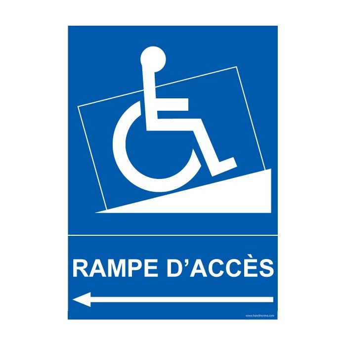 Panneau handicapé "Rampe Accès" Flèche gauche