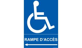 Panneau Direction gauche - Rampe d'Accès - + Picto Handicapé 