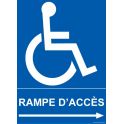 Panneau " Rampe d'accès" droite + picto handicapé"