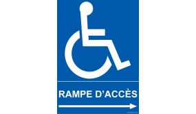 Panneau - Rampe D'accès - Droite + Picto Pmr Symbole Handicap