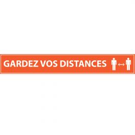 Adhésif de marquage au sol -Distances Sociales - Gardez vos distances - 700x100mm - bleu ou orange